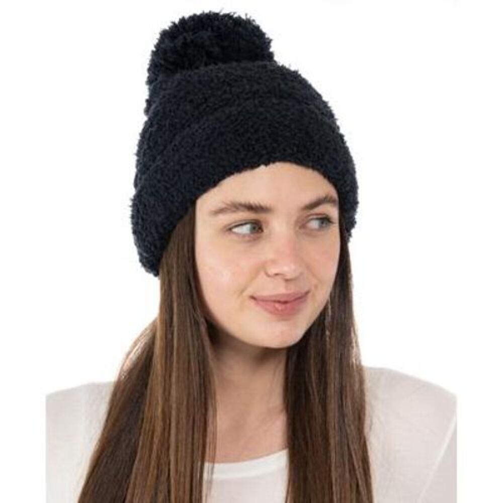 Jenni Fuzzy Black Beanie One Size